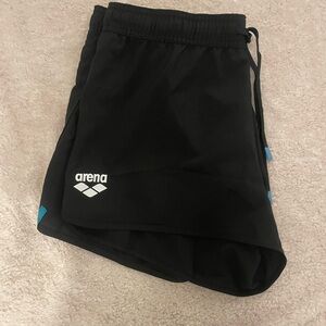 Arena Women’s Team Black Athletic Shorts with Blue Accents